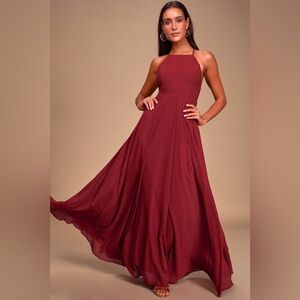 Lulu’s Mythical Kind of Love Burgundy Maxi Dress